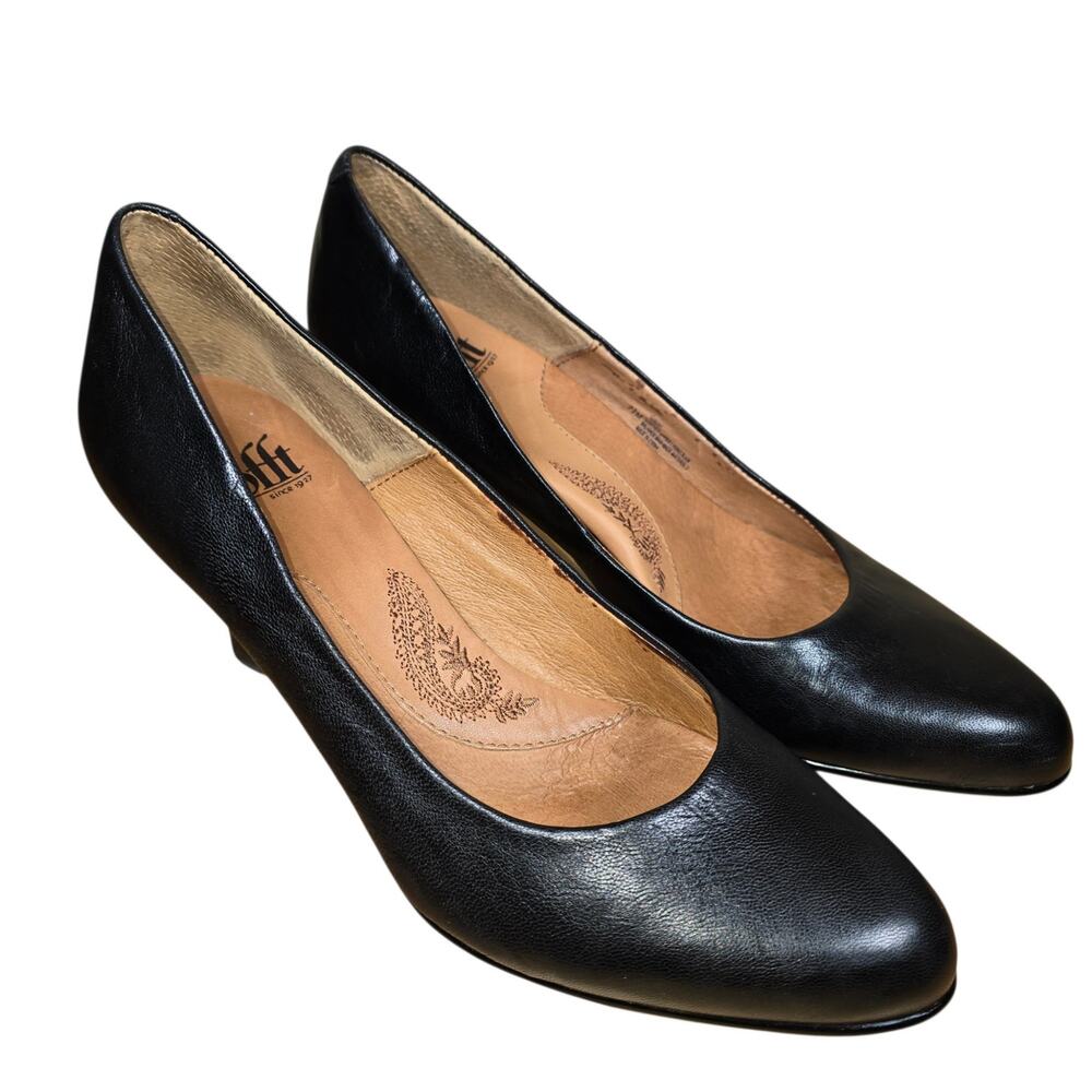 Samy Pointed Toe Pump Black Leather 7.5 M Comfort Leather Insole 3" pump